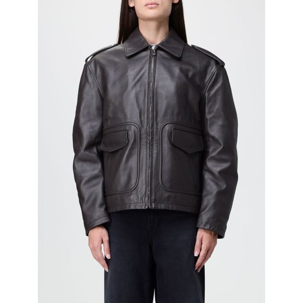 Fiorucci Women Leather Shirt Jacket Fiorucci With Back Graphic Print